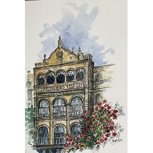 Sabiha Nasar-ud-Deen, Old Colonial House 6, 14 x 18 Inch, Wash & Ink on Paper, Cityscape Painting, AC-SBND-084